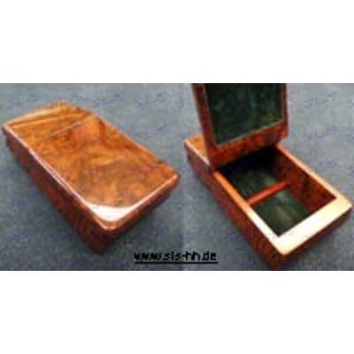 Box, burr walnut, under armrest